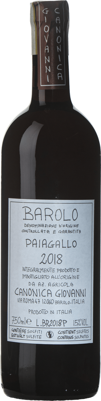 Barolo Paiagallo Canonica Giovanni, 2018